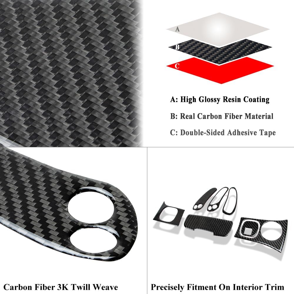 AeroBon C5 Real Carbon Fiber Interior Trim Kit Compatible with 1997-2004 Corvette C5 Coupe Convertible, Z06 Power Outlet, Multifunction Switch Buttons Accessories Set