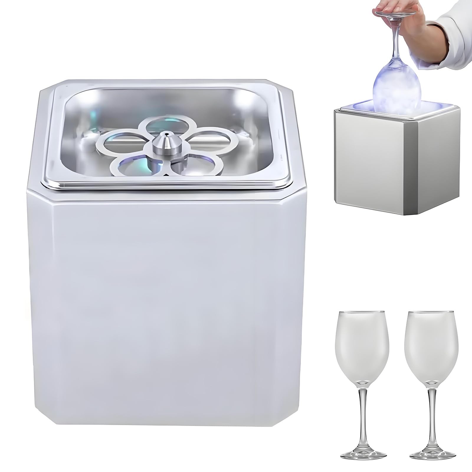 Instant Glass Froster, mini ekspres do lodów, szybko zamraża kieliszki do wina w 6 s, neonowe światło, bardzo wydajne do baru, kawiarni, restauracji, hotelu