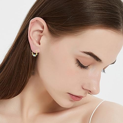 Miniatura 2 de Aretes de aro con piedra lunar de plata de ley, aretes de aro de serpiente de piedra lunar, joyería vintage de serpiente, regalos para mujeres