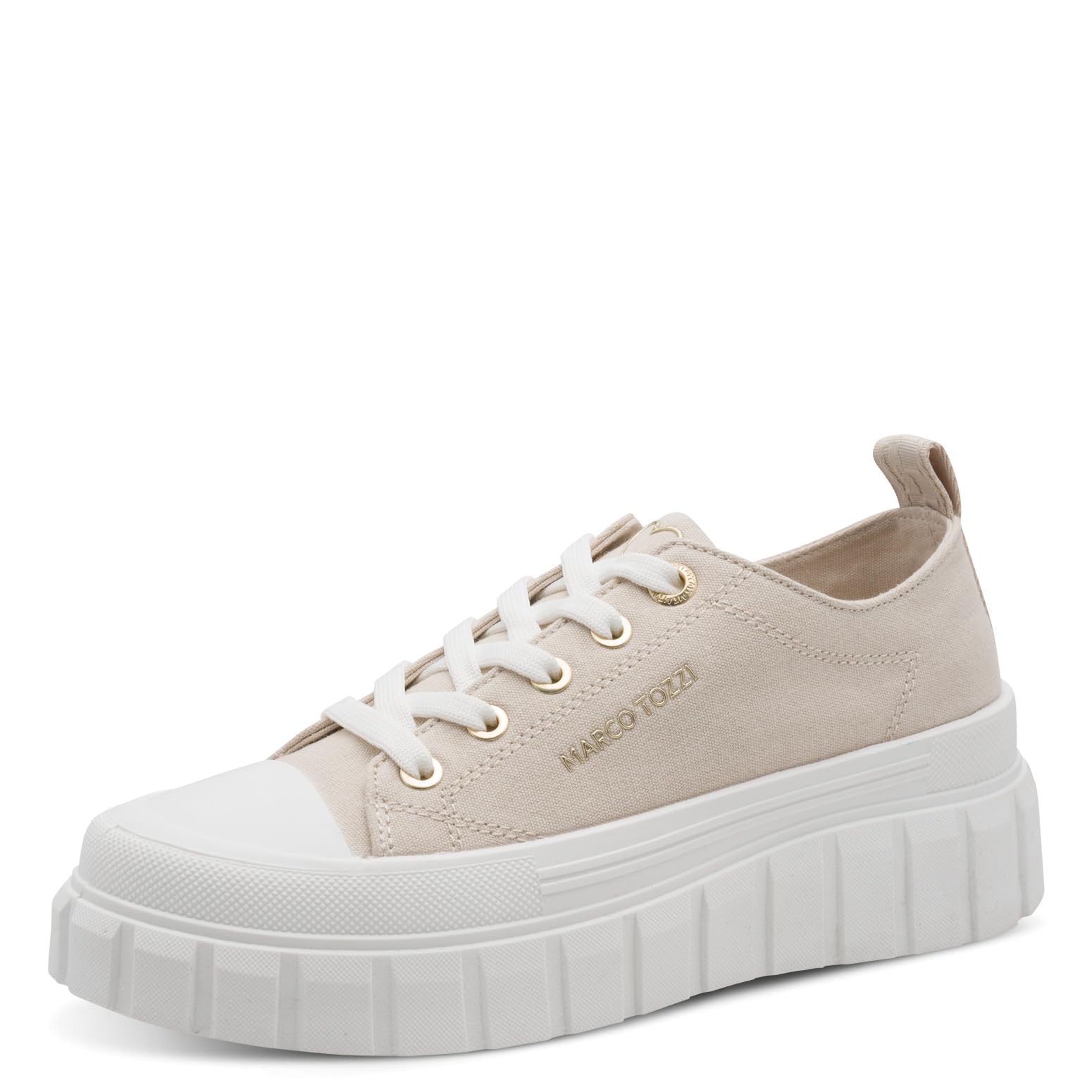 MARCO TOZZI Women Sneaker Soft Feel Me Removable Footbed Modern, Beige (Beige), 4.5 UK