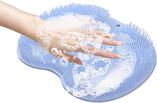 Alfombrilla de ducha para pies, antideslizante, almohadilla de baño con ventosa montada en la pared, alfombrilla de masaje de silicona para pies y espalda