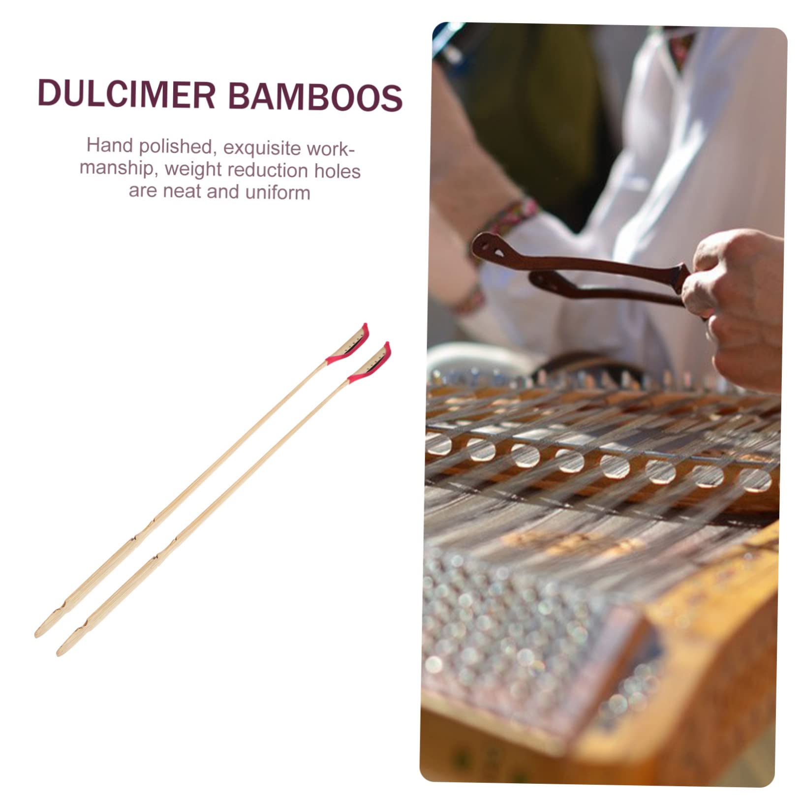 VICASKY 2pcs Yangqin Bamboo Yangqin Hammer Dulcimer Mallet Yangqin Jean Ebony Head for Yangqin Dulcimer Accessories Stretch Jeans Durable Dulcimer Bamboo Yueqin Ebony Bar - Image 8