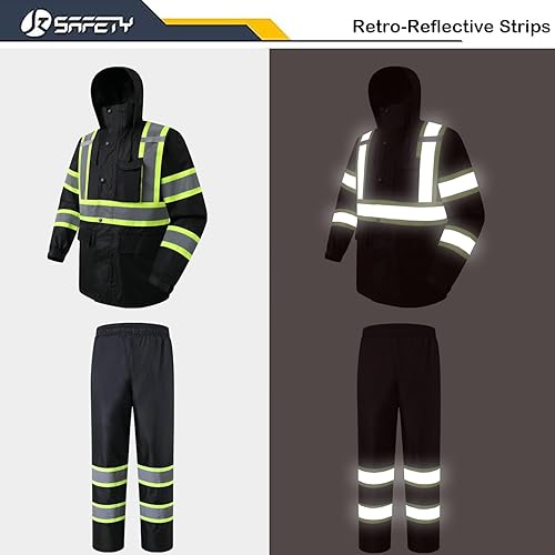 Miniatura 9 de JKSafety Hi Vis - Equipo de lluvia para hombres y mujeres, impermeable, clase 3, reflectante, de seguridad, traje de lluvia, chaqueta y pantalones