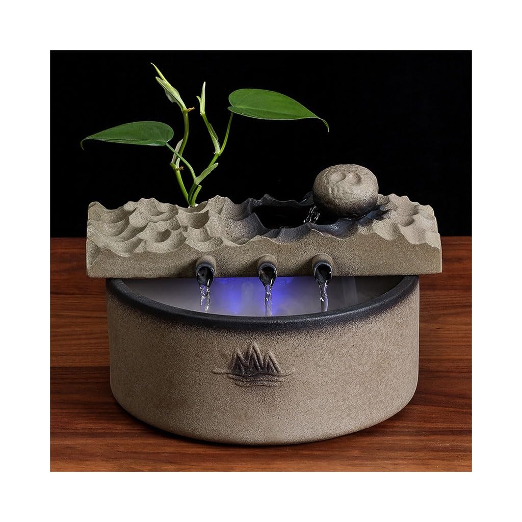 Fuentes De Sobremesa Fuente De Sobremesa Decoración De Agua De Cerámica Dispositivo De Agua De Sobremesa Salón De Té Creativo Fuente De Circulación Zen Fuente,A