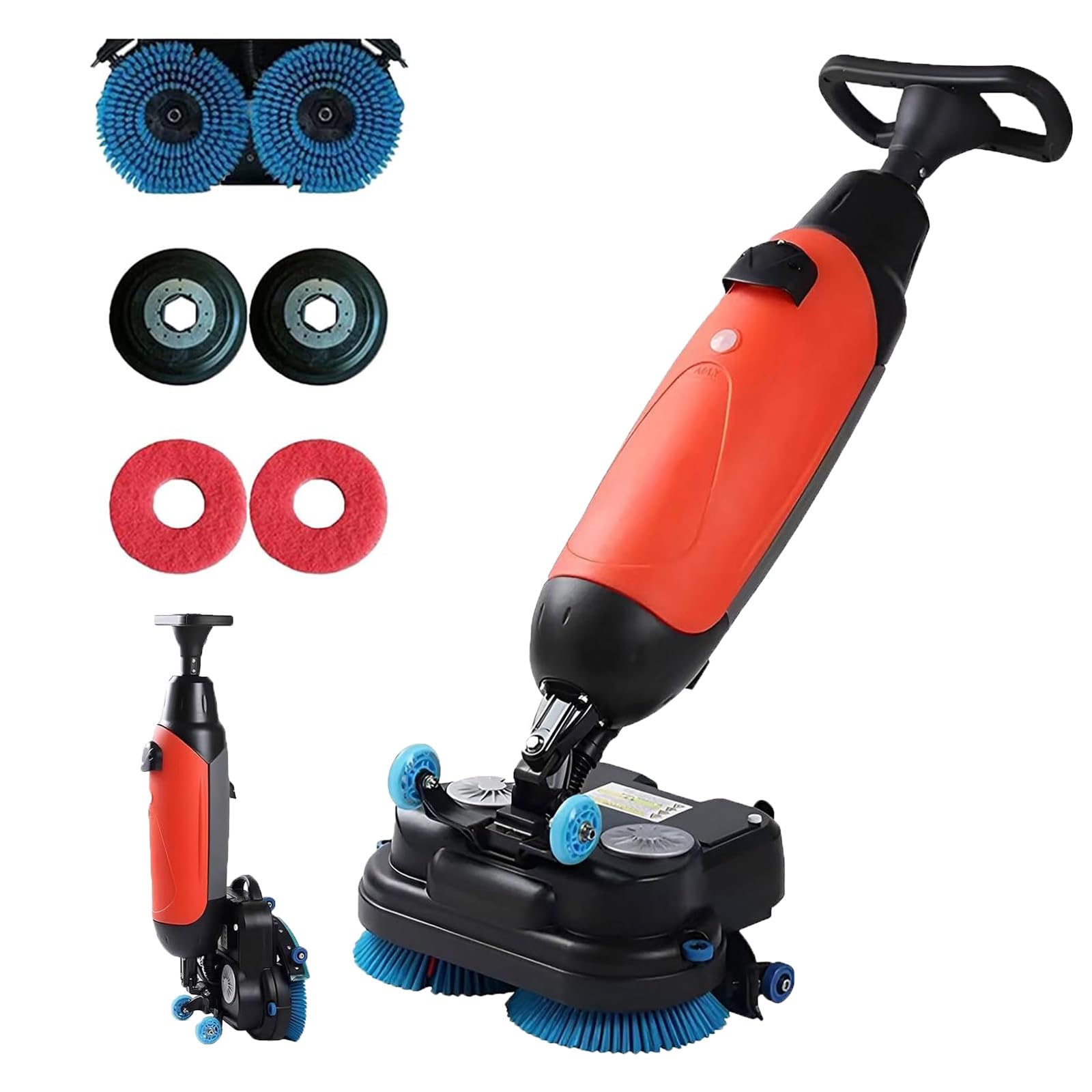 Lucidatrice professionale per pavimenti, macchina multifunzione elettrica senza fili con funzione di levigatrice e lavaggio, doppia spazzola, motore da 350 giri/min, doppio serbatoio dell'ac