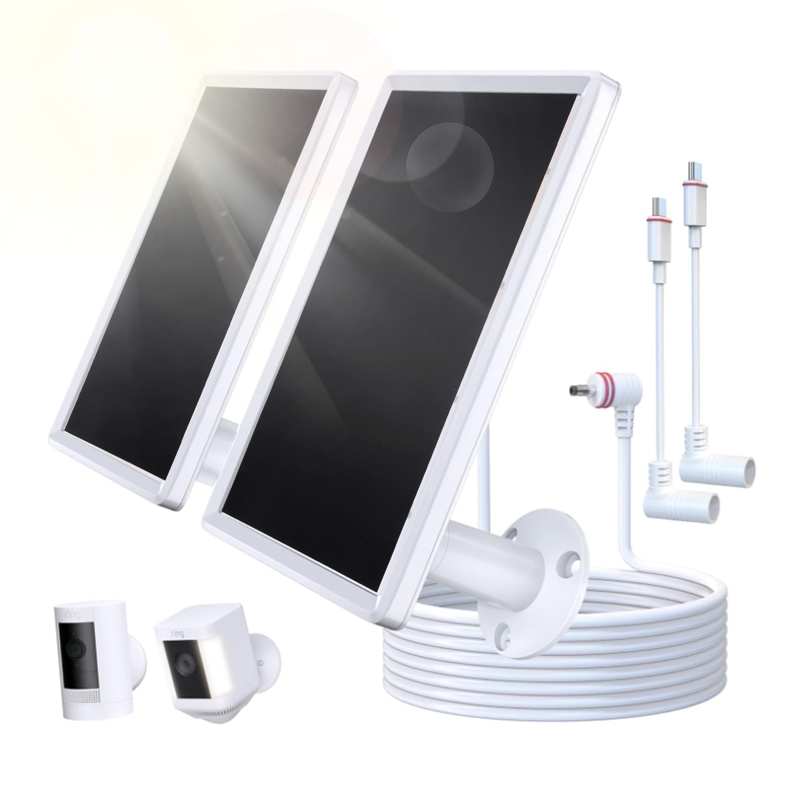 Generic Pannello Solare per Telecamera di Sicurezza Caricatore Monocristallino da 6 W per Uso Esterno Design Resistente Alla Pioggia 2 Pezzi