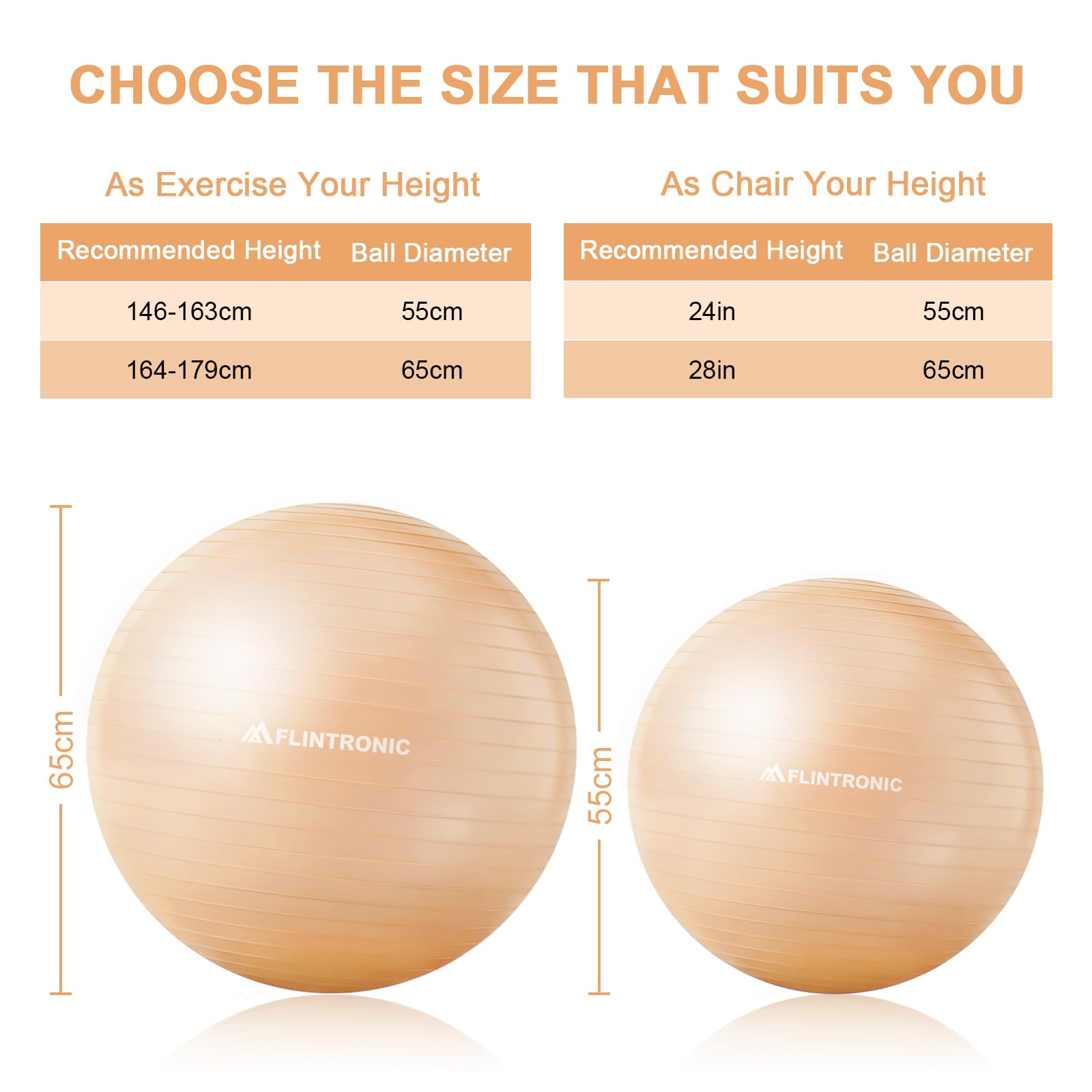 Ballon Grossesse Anti-Explosive Ultra-épaisse 55CM 65CM avec Pompe Rapide pour Fitness Pilates