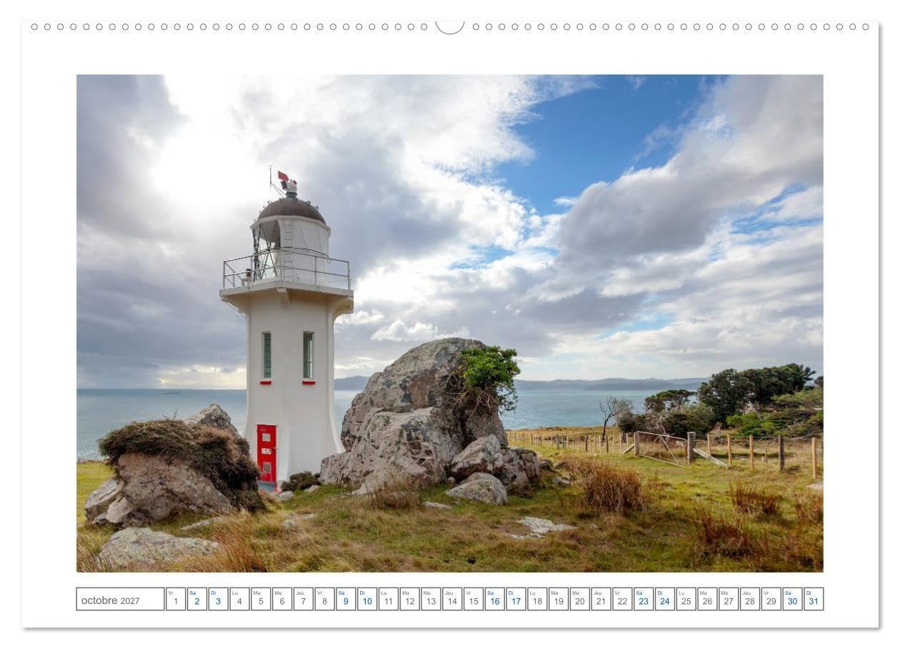 Phares de Nouvelle-Zélande (Calendrier mural haut de gamme 2027 DIN A2 vertical), CALVENDO calendrier mensuel: Les plus beaux phares de la côte néo-zélandaise.