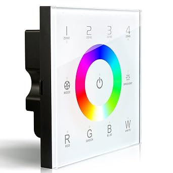 ®ワイヤレス2.4 GHz dx8 RGBW dmx512タッチパネルRFディマーコントロールRGBコントローラ壁掛け式4ゾーンRGBW RGBWW LEDストリップライトパネルランプ DX8 RGBW Touch Panel LEDENET-CON-2051