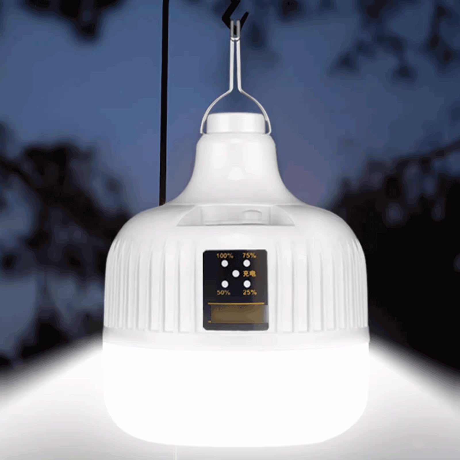 Aufladung Camping-LichtSolarzellenbetriebene Campe Wiederaufladbare tragbare Campinglaterne aus Kunststoff, weiß, verschiedene Größen(M-white)