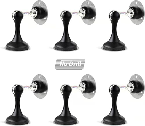 Miniatura 7 de Tope magnético de puerta de níquel cepillado, paquete de 6 topes magnéticos para puerta, sin necesidad de taladrar cinta adhesiva de doble cara 3M,