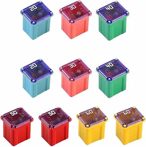 Kit de fusibles Jcase Mini Jcase Surtido de fusibles de perfil bajo 20A 30A 40A 50A 60A Ajuste para Ford Chevy/GM Nissan y Toyota, camionetas y SUV