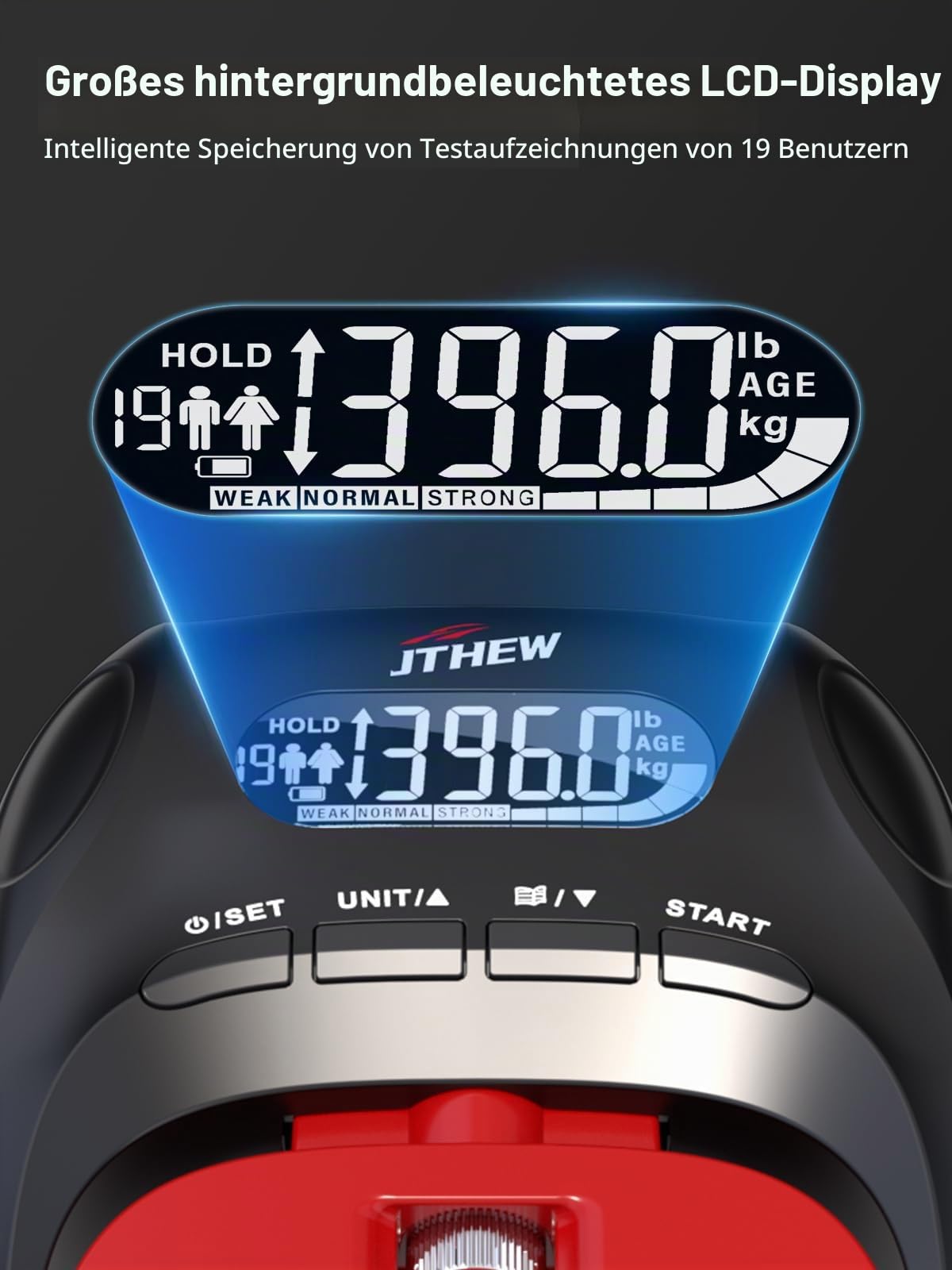JTHEW Griffkrafttrainer, verstellbarer Widerstand, 5–60 kg, Handgreifer und Unterarmstärkungsgerät mit intelligentem Zähler für Sport und Reha