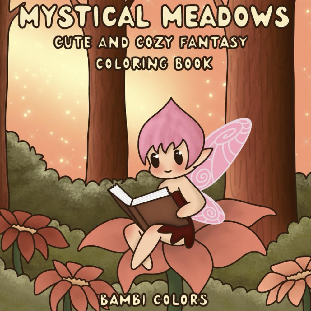 Mystical Meadows: Cute and Cozy Fantasy Coloring Book
