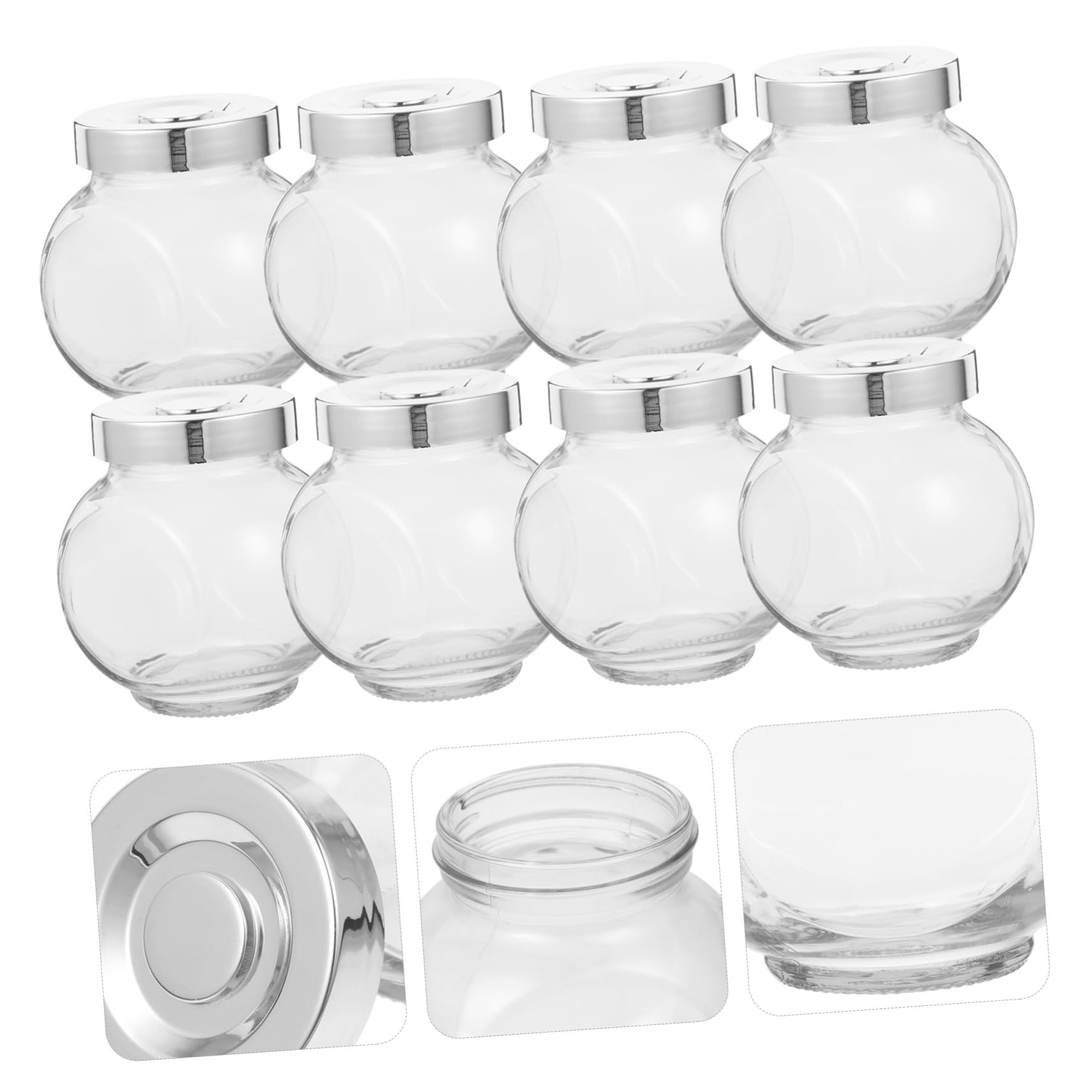 Garneck 10 Kleiner Glas Bonbongläser 180ml mit Deckel aus Glas und Pp | Dickwandige Ausführung, Transparente Vorratsbehälter für Bastelprojekte und Kinderarbeiten