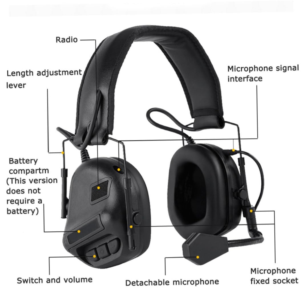 Orejeras electrónicas Reducción de ruido Protectores auditivos Protección auditiva Auriculares antirruido con micrófono para mujeres y hombres Negro y 1