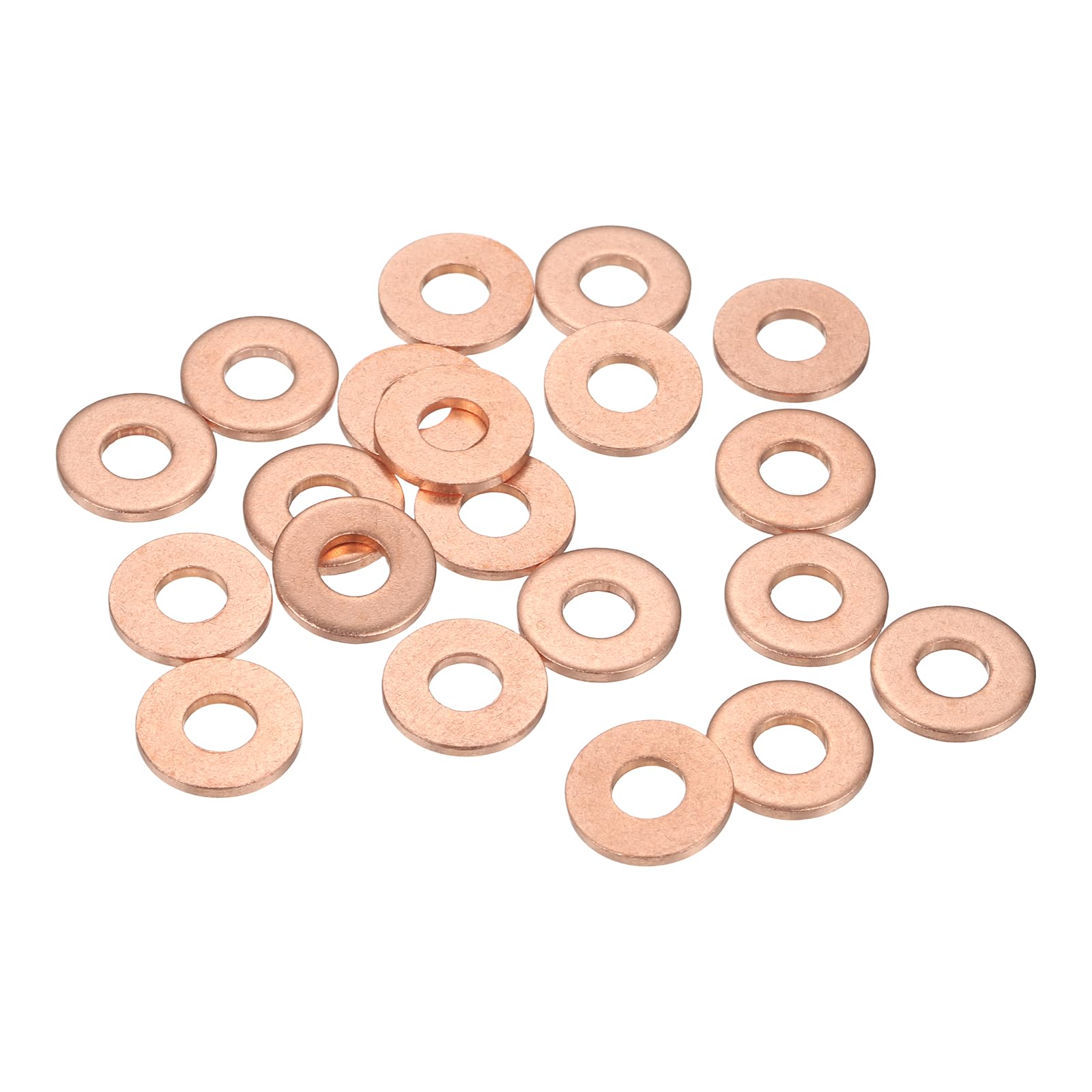 sourcing map 22 Pcs Flat Copper Washers, 6x14x1.5mm Copper Upgraded Flat Metric Sealing Crush Ring Washers for Hydraulic Fittings Screw Bolt Nut Electronic Repair