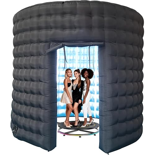 SAYOK 10ft Diameter Round Inflatable LED 360 Photo Booth Enclosure with LED Lights & Blower, 360 Photo Booth Backdrop for Wedding, Party, Birthday, Exhibition (10ft Dia x8.86ft high-Single Door)