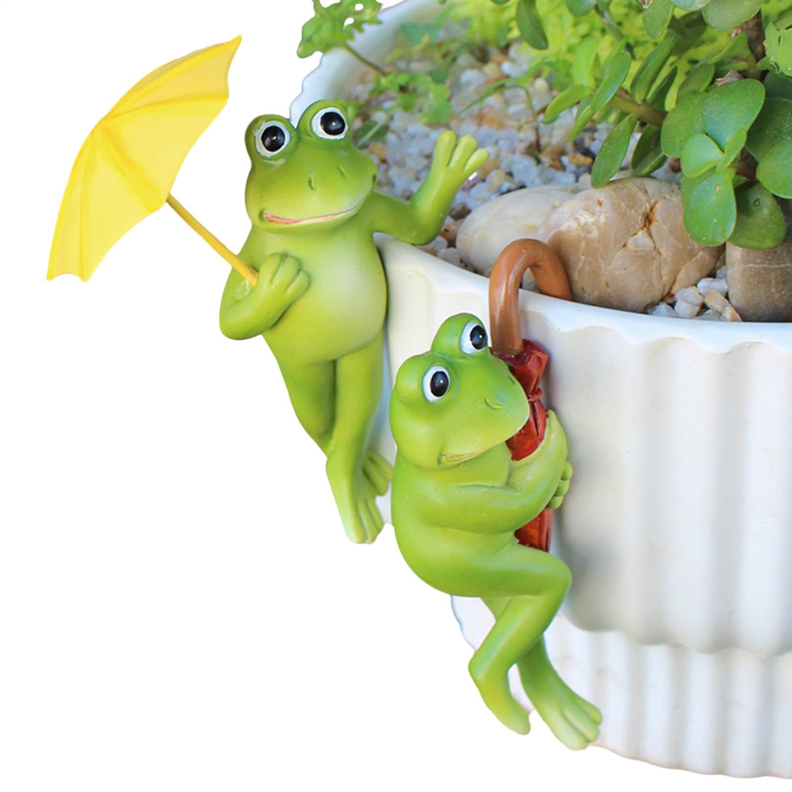 Figuras de ranas para decoración de macetas y accesorios de jardín en resina, juego de 2