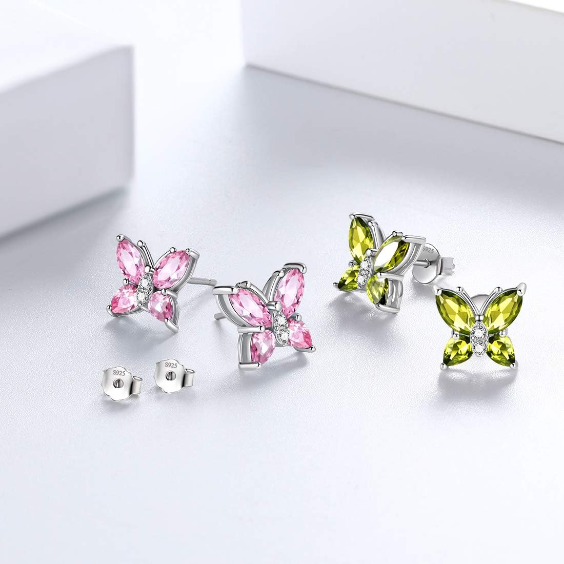 Aurora Tears Butterfly Jewelry,Women 925 Sterling Silver Butterflies Birthstone Pendant Necklace/Earrings/Rings Wedding Gift - Image 2
