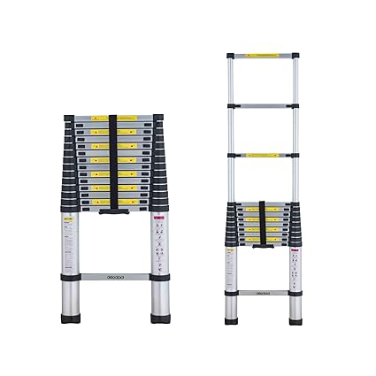 doodad 16.5 ft Aluminium Telescopic Ladder|15 Steps Portable Light Weight Ladder for Home & Outdoor | 5m Expandable Ladder with Auto Lock System