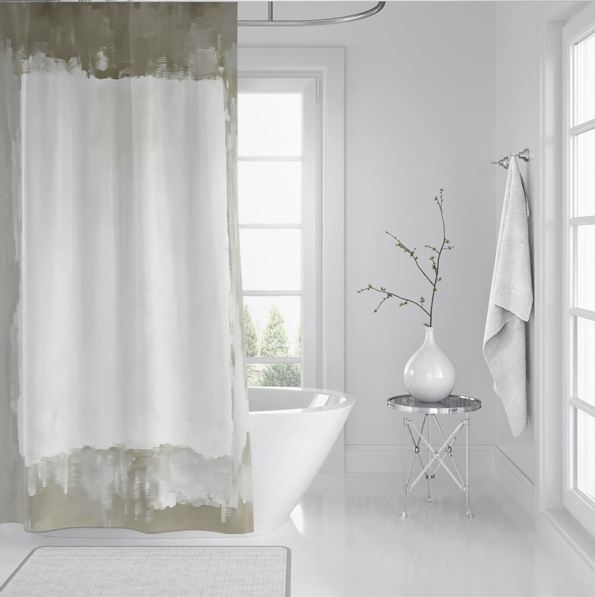 Bloc Aquarelle Rideau de Douche en Tissu 150x200cm