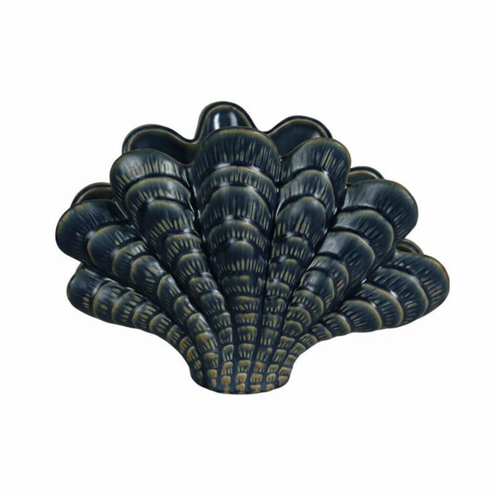 Abstracte Kunst Skulptur Muschelfigur Dekoobjekt Tischornament Wohnakzent mit Sanfter Bewegungswirkung für Wohnzimmer Schlafzimmer Flur Büro Geeignet, HP1049 Muschel Groß Ofenwechselblau