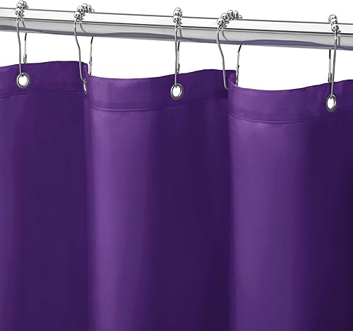 Miniatura 15 de Gibelle Cortina de ducha de tela azul claro, 72 x 72 pulgadas, forro de cortina de ducha impermeable para baño con ojales de metal y 12 ganchos