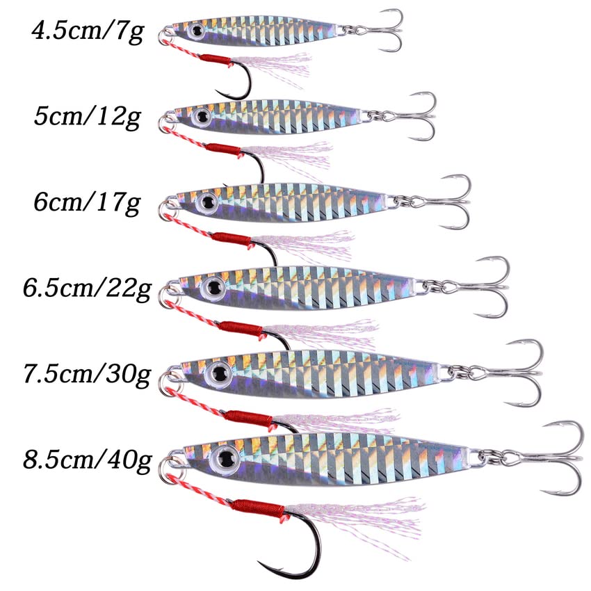 12pcs esche da pesca in metallo Jig 7g 12g 17g 22g 30g 40g maschere pesca in mare cucchiaio esca affondamento esca Jigging Vibe lama for luccio spigola