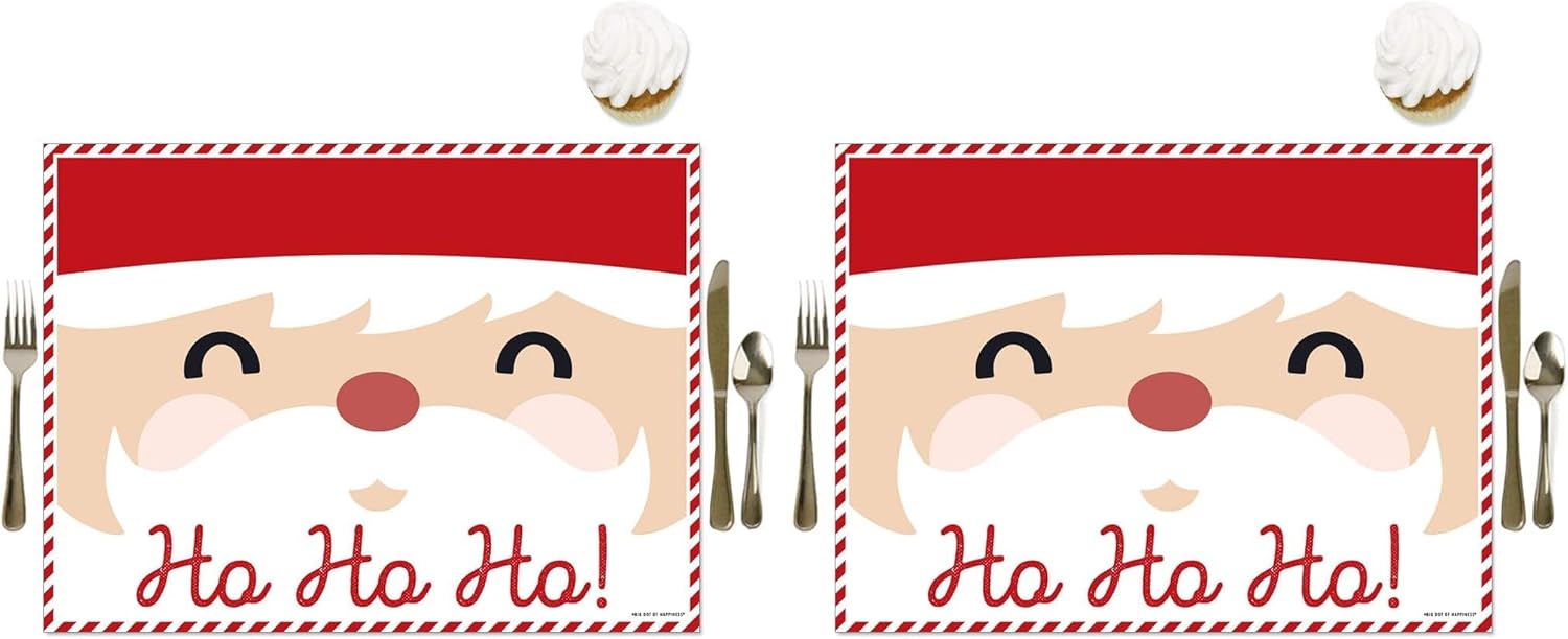 Big Dot of Happiness Jolly Santa Claus - Party Table Decorations - Christmas Party Placemats - Set of 16 (Pack of 2)