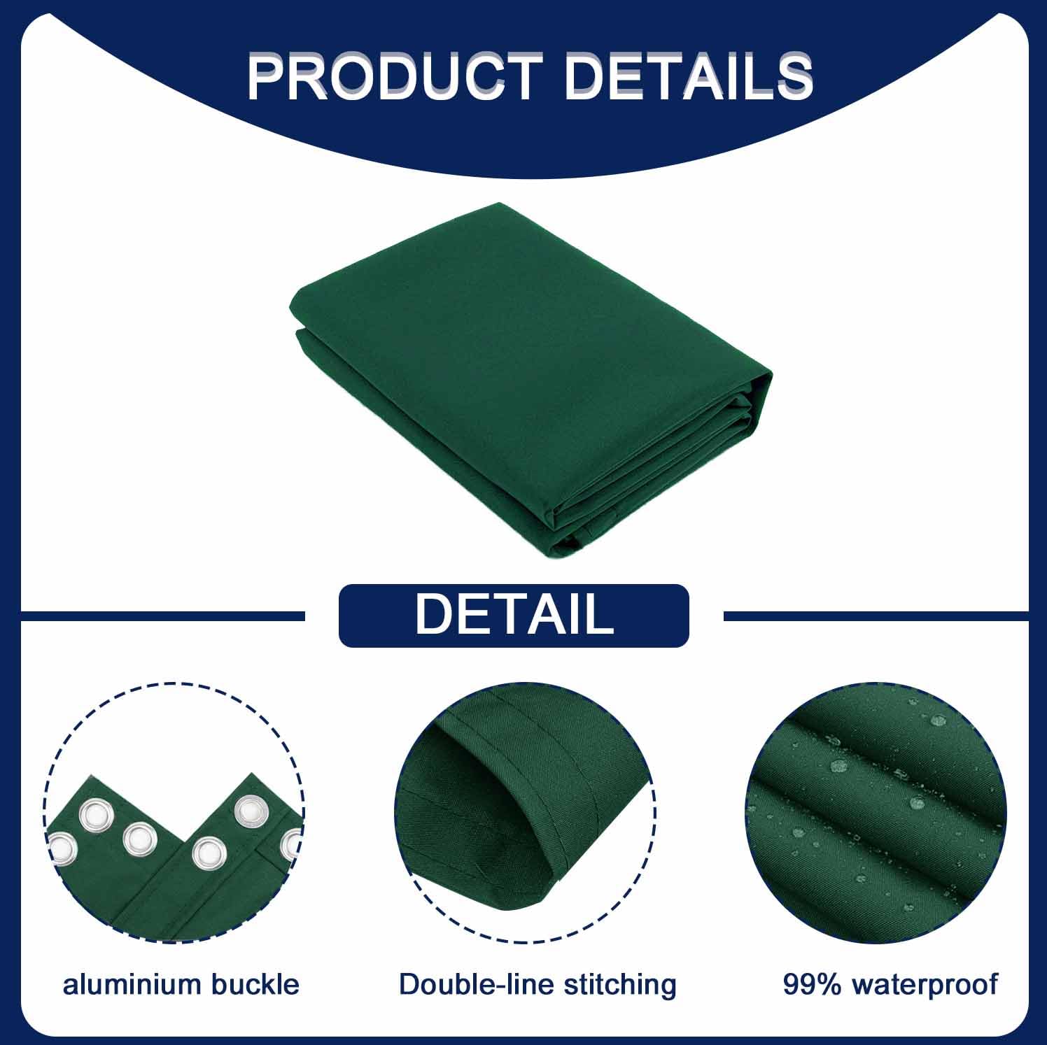 Funda para balcón sin taladrar, resistente a los rayos UV y al viento, 100 % poliéster, 160 g/m², verde, 125 x 1300 cm, ideal para barandilla de balcón, patio y jardín, accesorios de fácil instalación