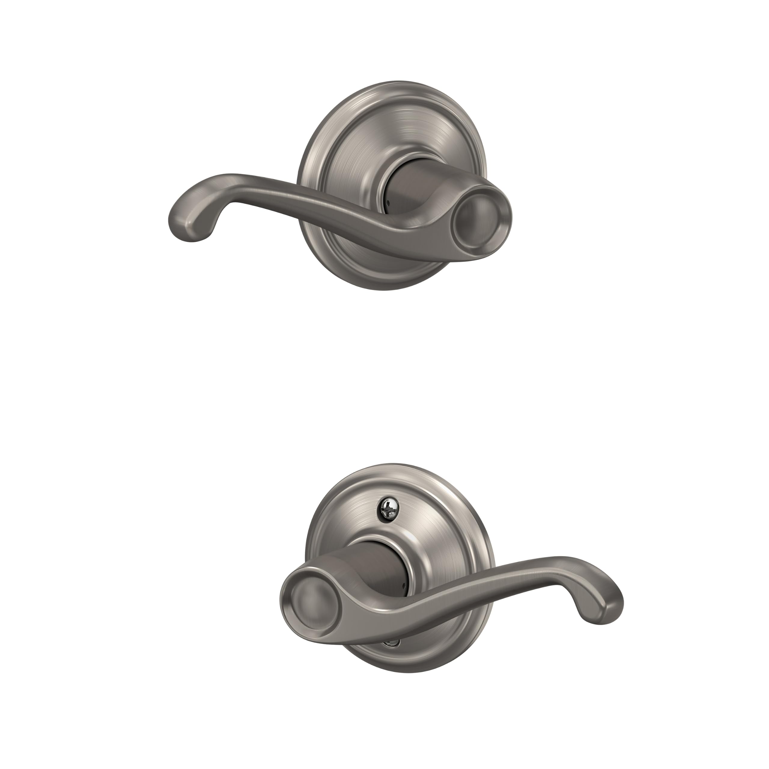 SCHLAGE F10FLA619 Flair Passage Lever, Satin Nickel, Hall/Closet — image 1
