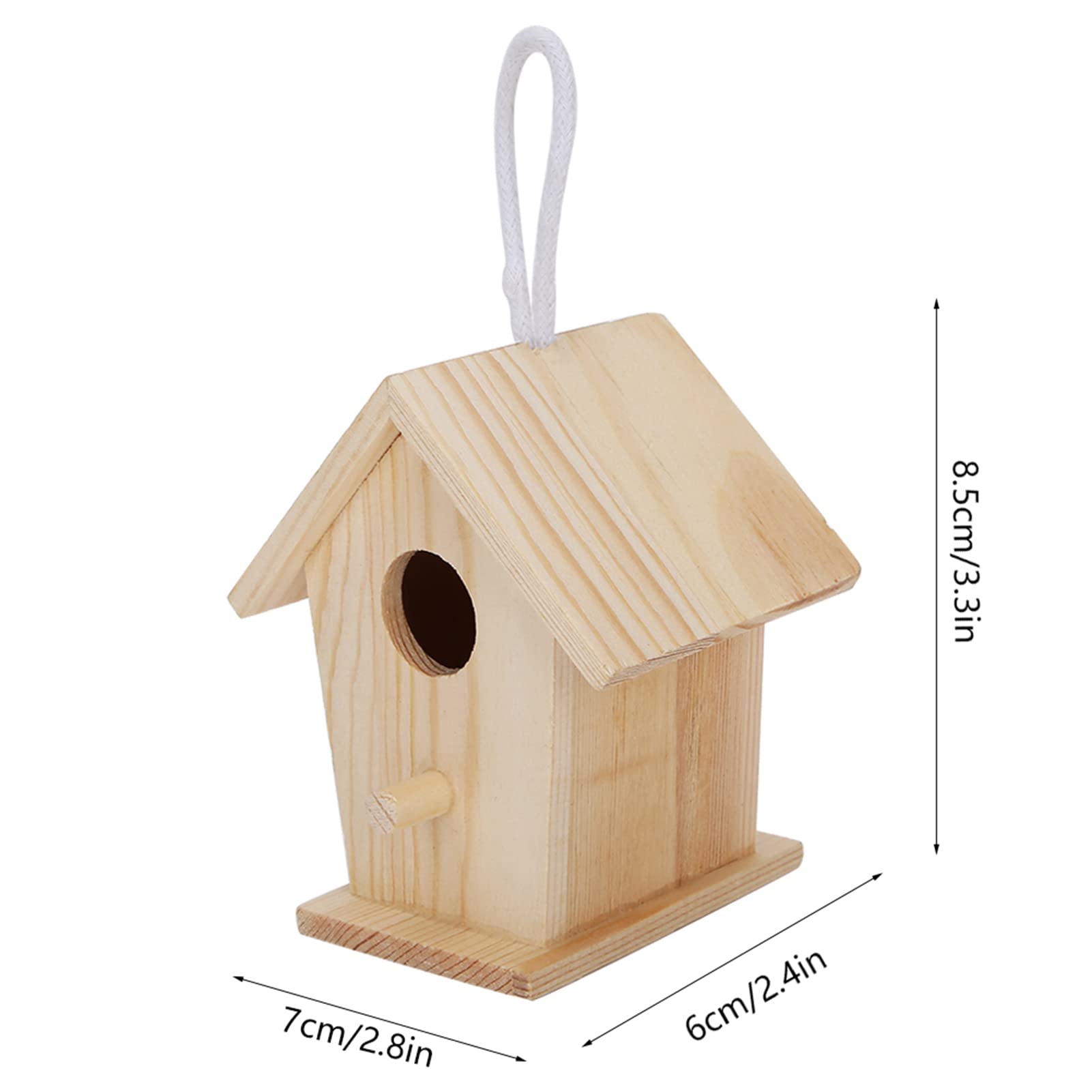 Wooden Birdhouses, 4Pcs Mini Hanging Birds Nests Ornaments Kids DIY Painting Crafts Set - Image 2