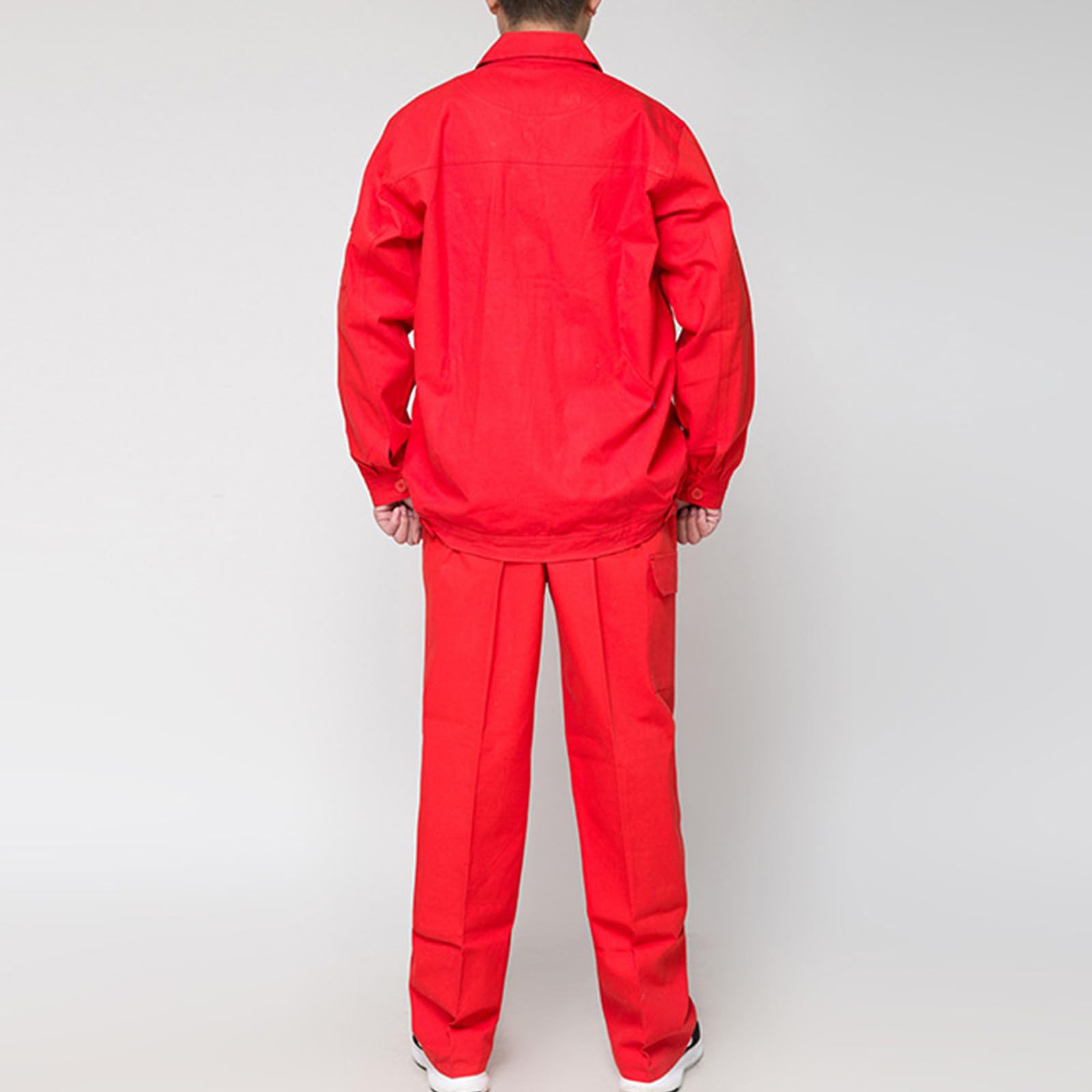 Mono De Trabajo De Manga Larga Con Cremallera Frontal Con Bolsillos Múltiples Chaqueta Y Pantalones Traje De Trabajo