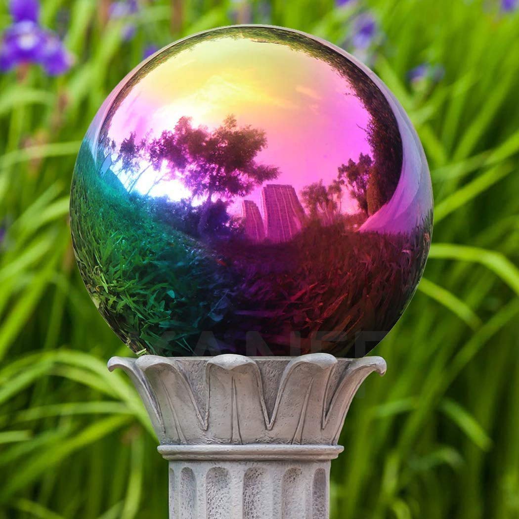 Stainless Steel Gazing Ball Mirror Polished Hollow Reflective Garden Sphere for Home Decoration(100mm x2)