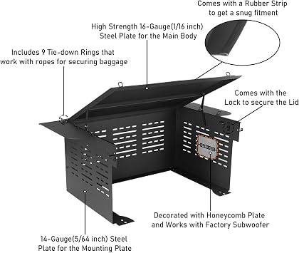 u-Box Bronco Rear Cargo Rack Trunk Security Deck Enclosure Luggage Storage for 2021 2022 2023 2024 2025 2026 Ford Bronco 4-Door Hardtop (Exclude Bronco Sport & Raptor)