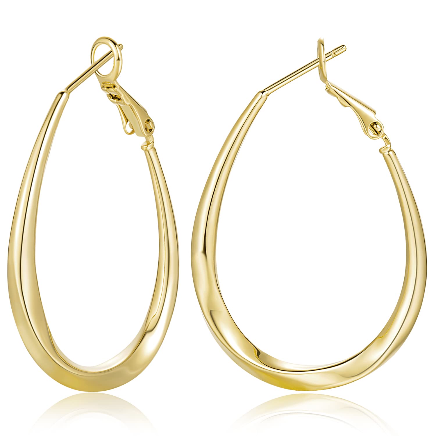 Sponsored Ad - SPLIM Oval Hoop Earrings for Women, 14k gold, No Gemstone