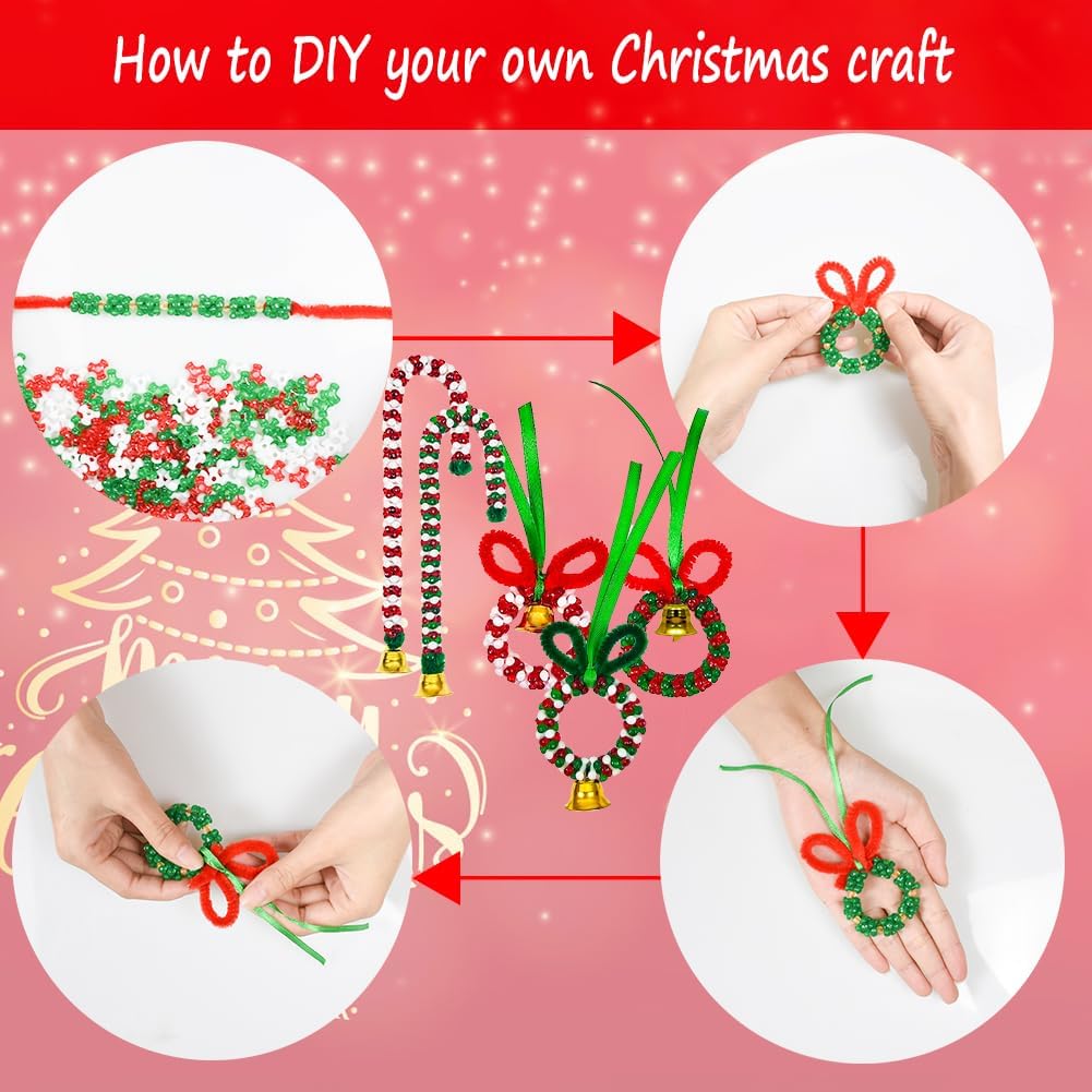 Jolbndcv Christmas Beaded Ornaments Kit 1871 Pcs Plastic Tri Beads for Xmas Christmas Hanging Decoration - Image 5