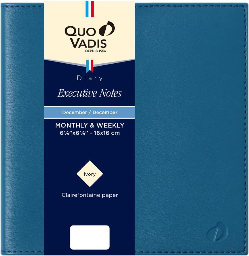 Quobadis qv90602co Diary Executive Notebook/Club (Weekly Vertical, Begins December 2024, Square Size, 6.3 x 6.3 inches (16 x 16 cm), Copper [Not For Sale Calendar Included]