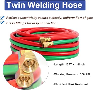Oxygen & Acetylene Torch Kit, Portable Cutting Torch Kit,Gas Cutting Welding Torch Set with Gas Regulator,3 Welding Tips, 1 Heating Tip & 1 Cutting Tip Gas Hose