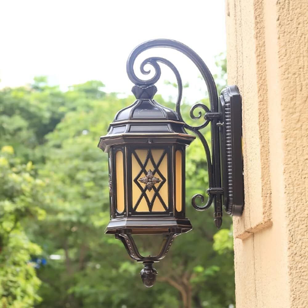 Lampade Da Parete Per Esterni Applique Da Parete Per Esterni Retrò Europea In Alluminio Con Paralume In Vetro, Lampada Per Veranda, Patio, Giardino Per Patio Ed Esterni
