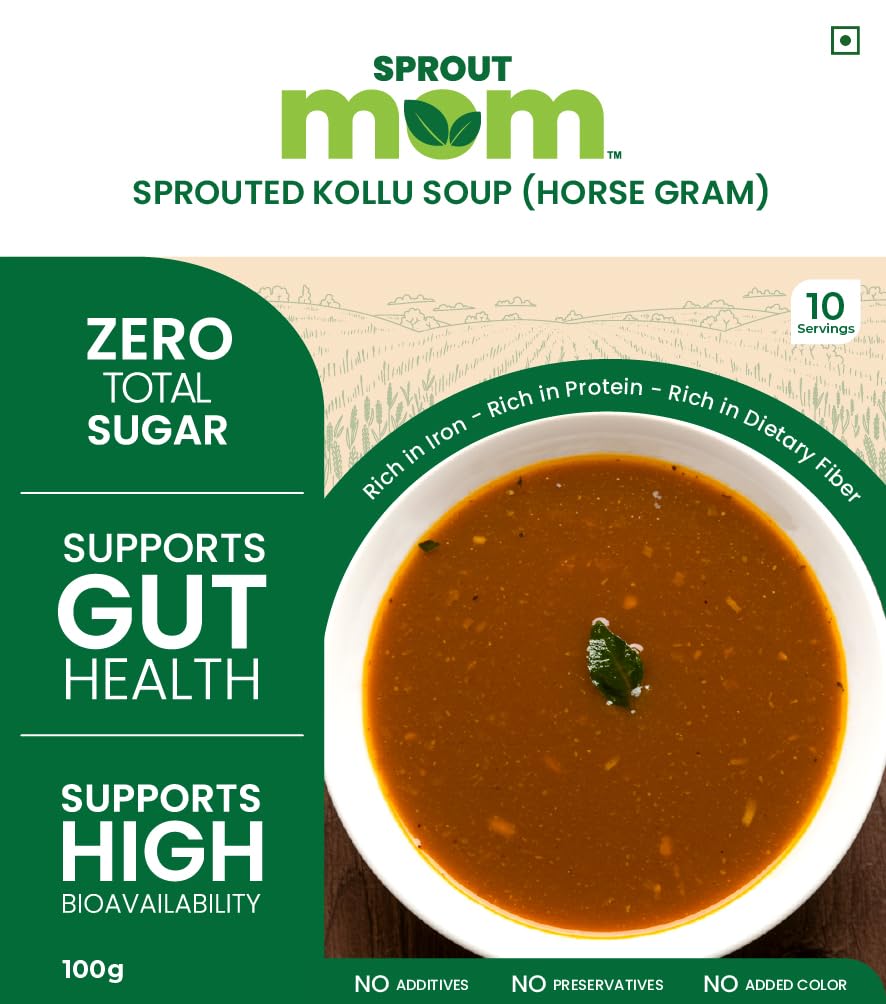 Sprout Mom Sprouted Kollu Soup Powder (Horse Gram) | High Protein & High Fibre Traditional Soup Mix | Supports Gut Health | No Added Sugar, No Preservatives | 10 Servings | 100 g-image-25