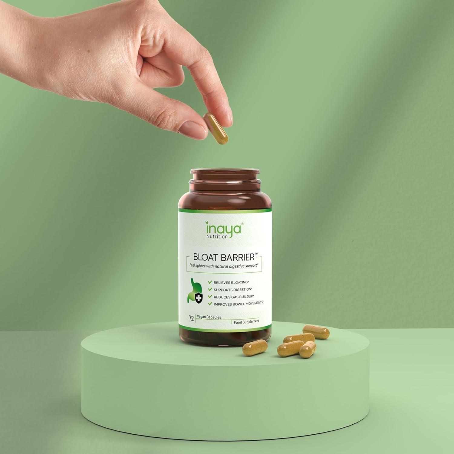 BloatBarrier 72 Capsules - Natural Digestion and Bloating Supplement for Stomach Bloating Relief, Gas Reduction, and Improved Bowel Movements – Vegan, Gut Health Supplements