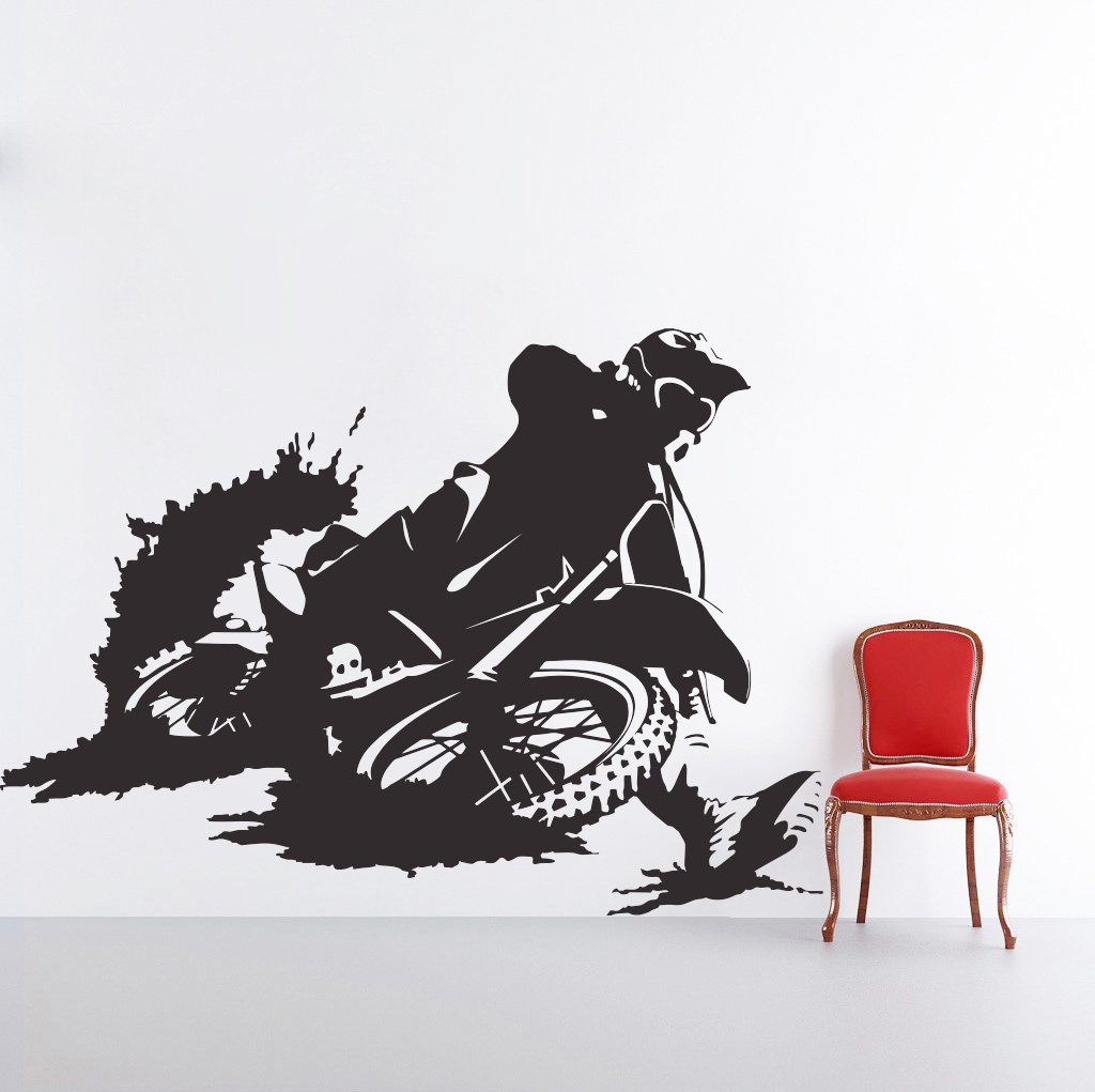 Buy Decor Villa PVC Vinyl Self Adhesive Bike Rider Wall Sticker (Black ...