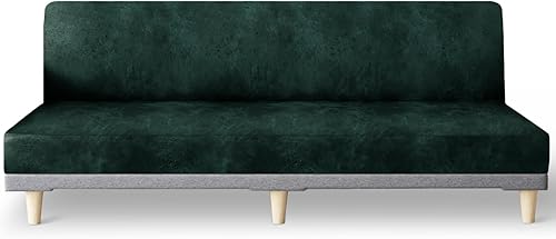 Miniatura 19 de molasofa Funda elástica similar a la piel para futón sin brazos, protector de muebles con parte inferior elástica, funda de futón suave y lavable
