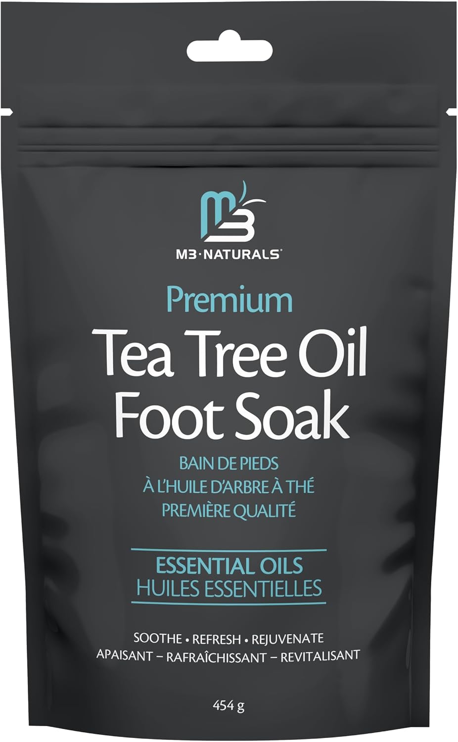M3 Tea Tree Oil Foot Soak Infused with Apple Cell Culture Extract and Coconut Oil Epsom Salt for Stubborn Odor, Sore Feet, and Cracked Heel Bath Spa 454g | 16oz