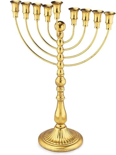 Miniatura 1 de Hanukkah Menorah 7 ramas, portavelas decorativo de menorás para Janucá, juego de 1 candelero de 7 brazos (dorado)