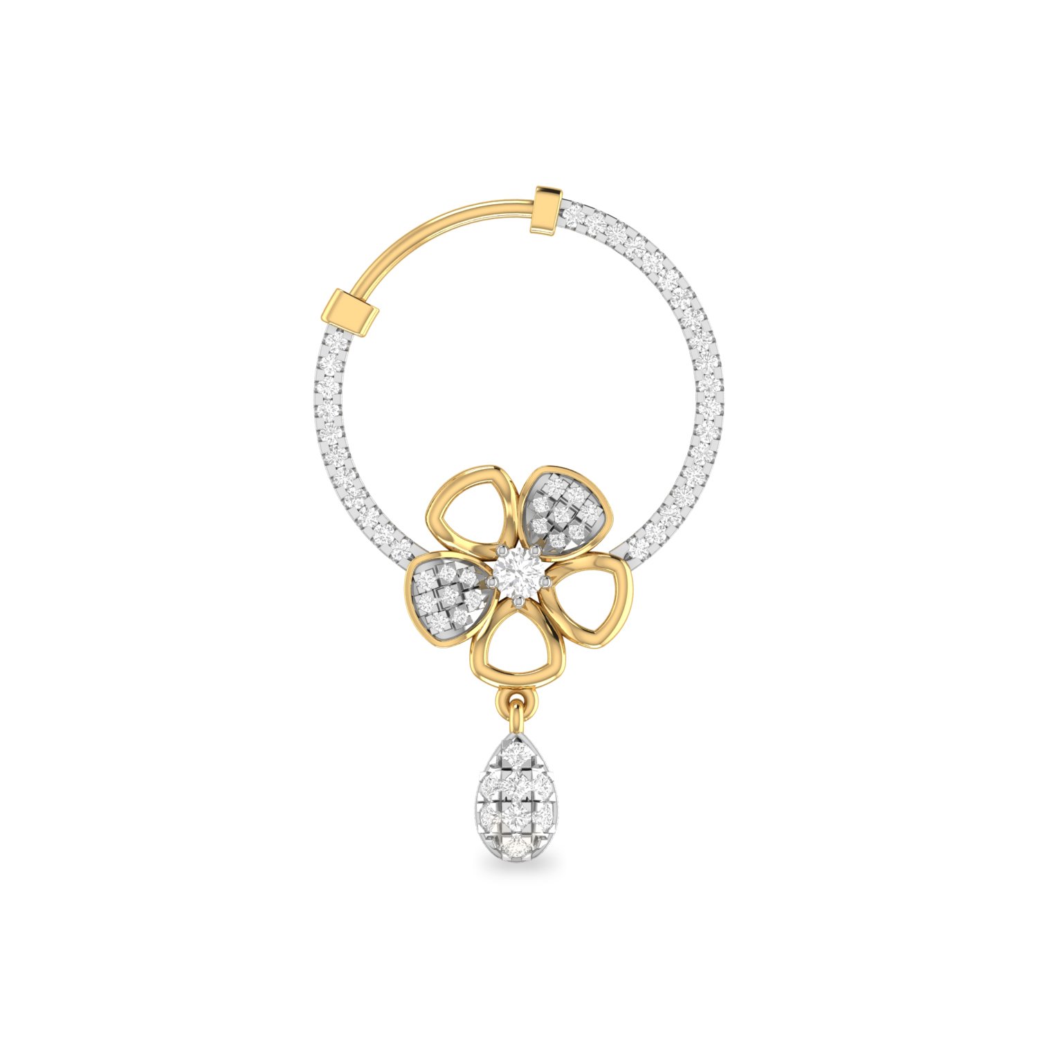 The Grovert 18k Yellow Gold and Diamond Nose Pin for Women