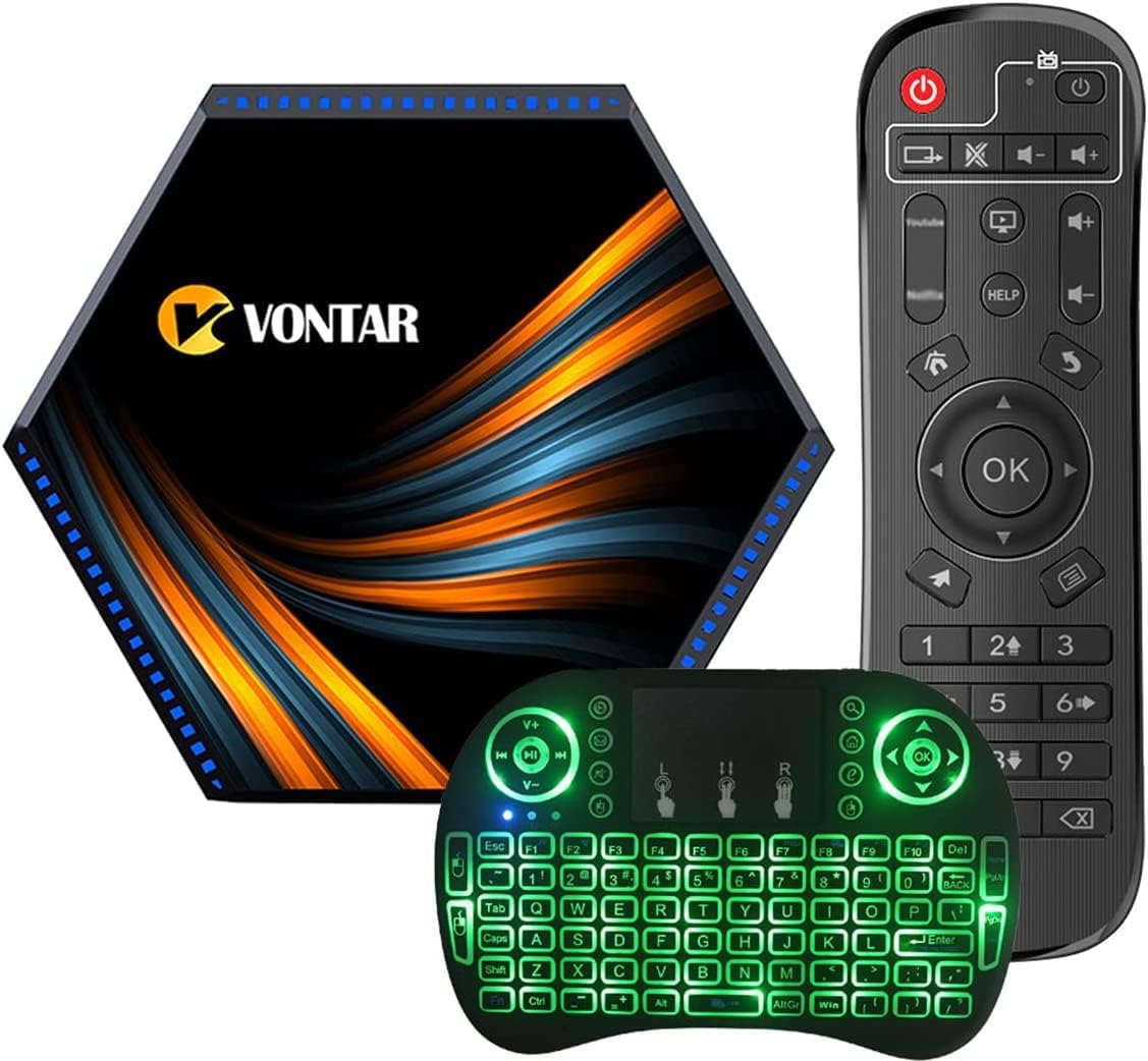 LIROM Android TV Box 11.0 8GB RAM 128GB ROM, RK3356 64Bit Cortex-A53 CPU, 4K/8K UHD USB 3.0 BT 4.1 2.4G/5G Wifi 1000M Smart TV Box with Mini Wireless Keyboard,8gb+64gb