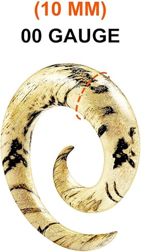 Miniatura 2 de 2 piezas de tamarindo de carne de madera, espiral espiral de oreja, piercing de calibre de estiramiento, joyería a elegir tamaños
